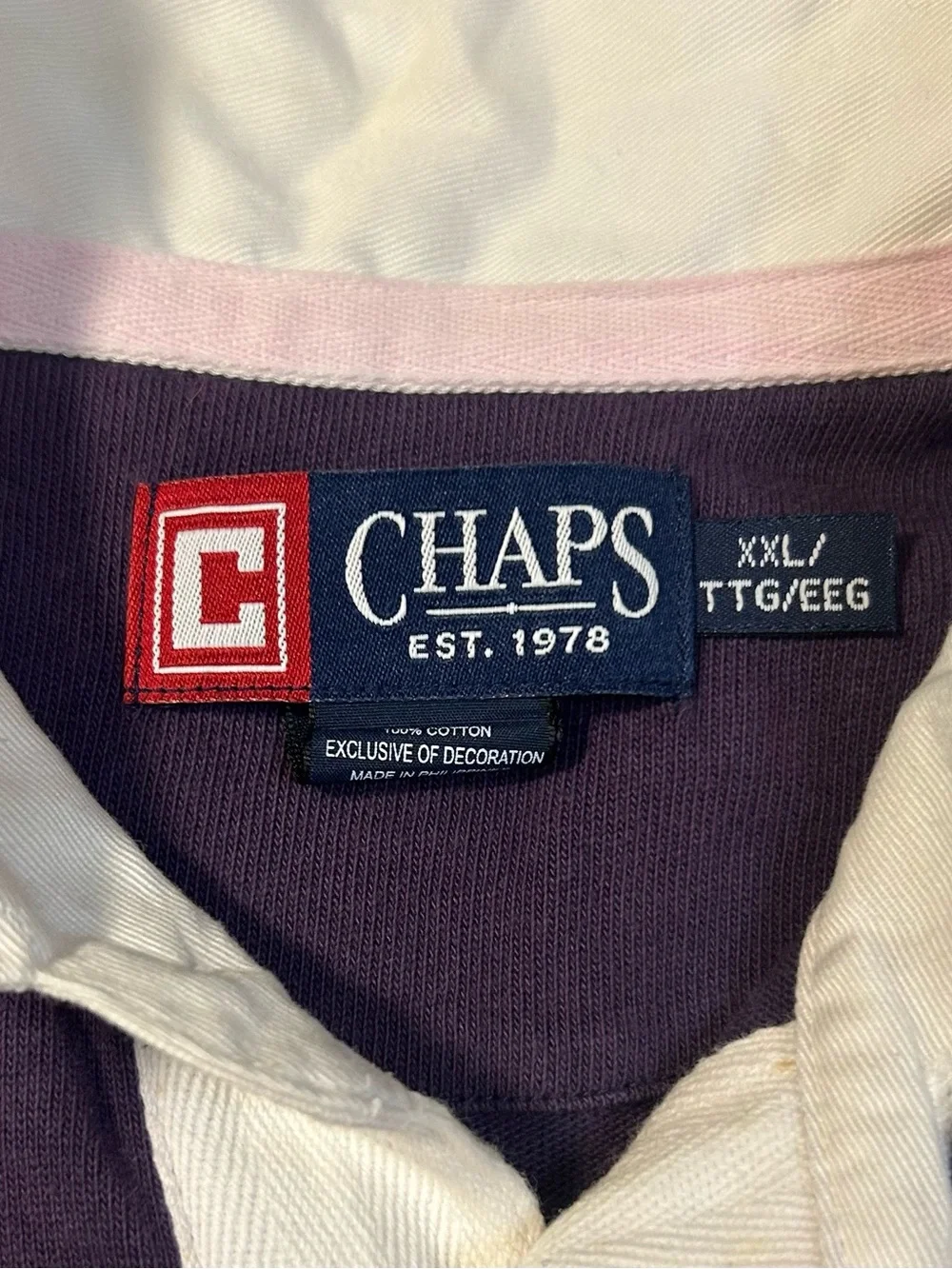 Vintage Chaps Purple Rugby Shirt with Yellow Chest Stripe